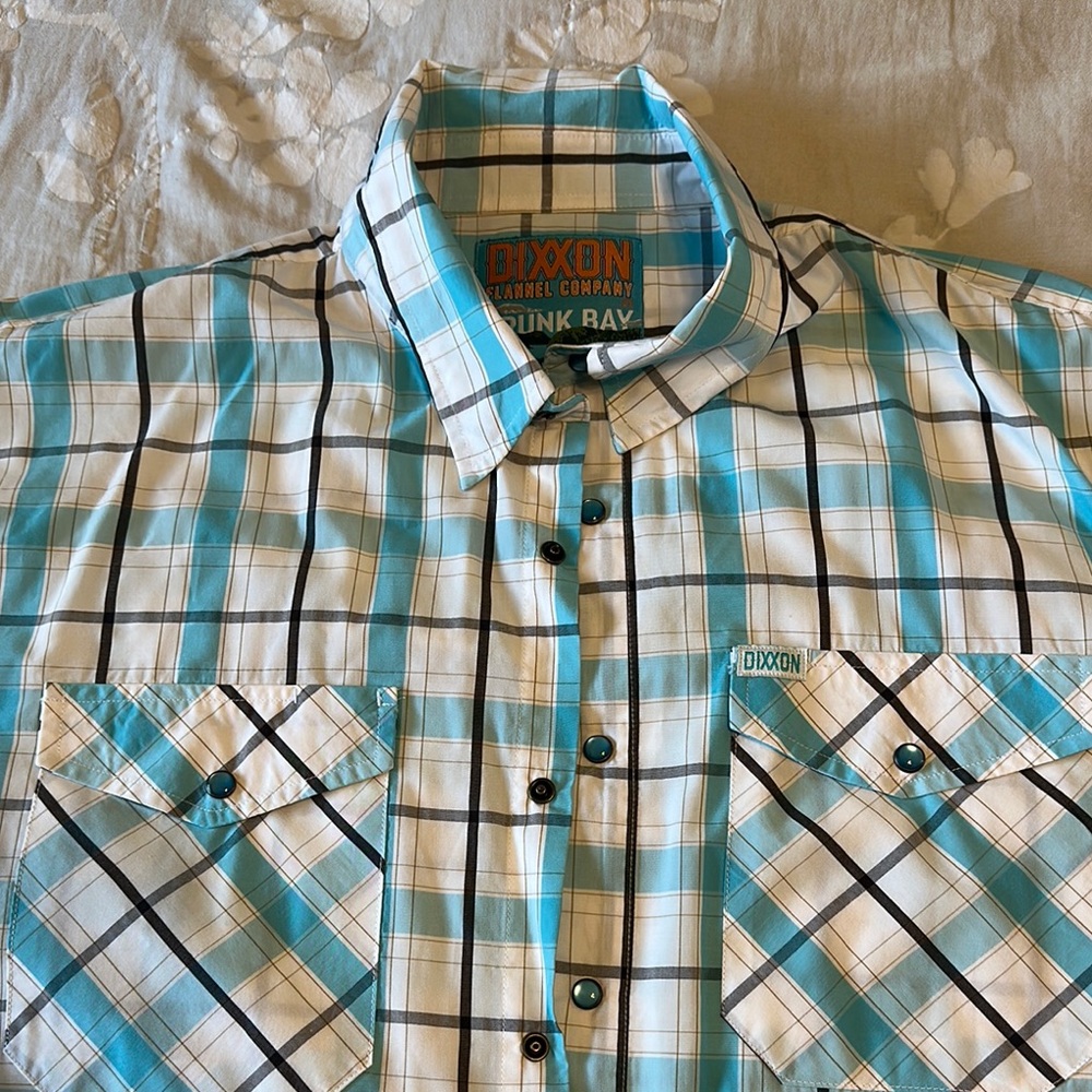 DIXXON Teal and White Casual Button Down Shirt